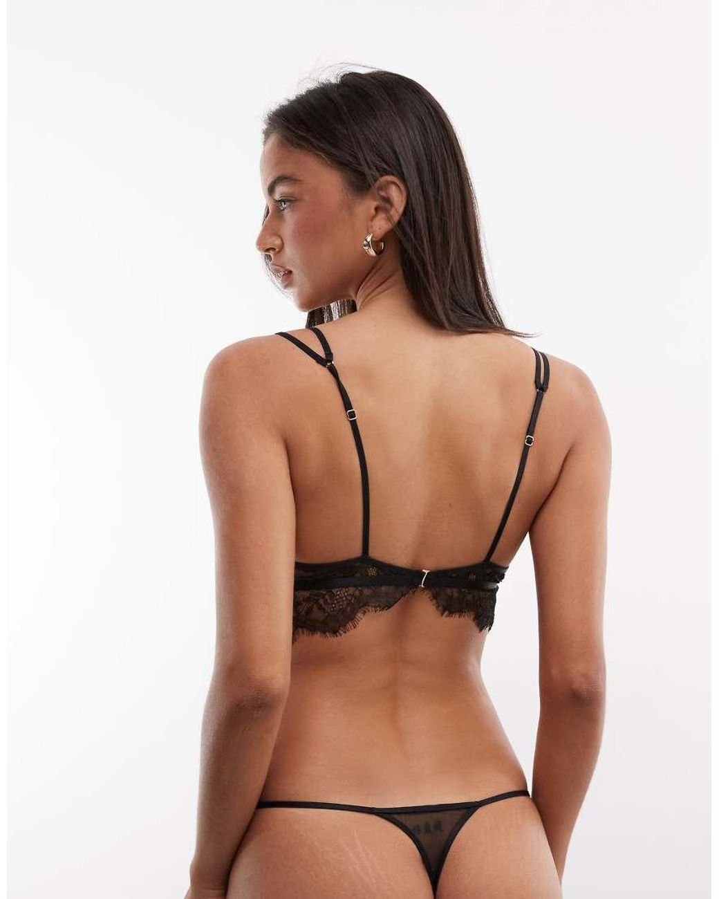 ASOS Brown Melissa Lace Strappy Longline Bralette With Ring Detail