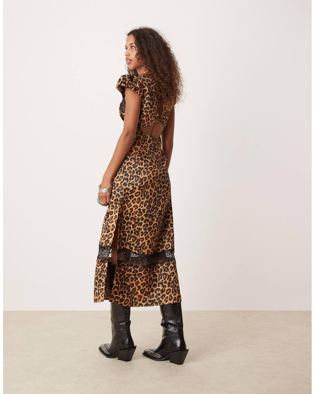 knee length dresses for ladies Multi Leopard Print Square Neck Sleeveless Bodycon Midi Dress  AX Paris