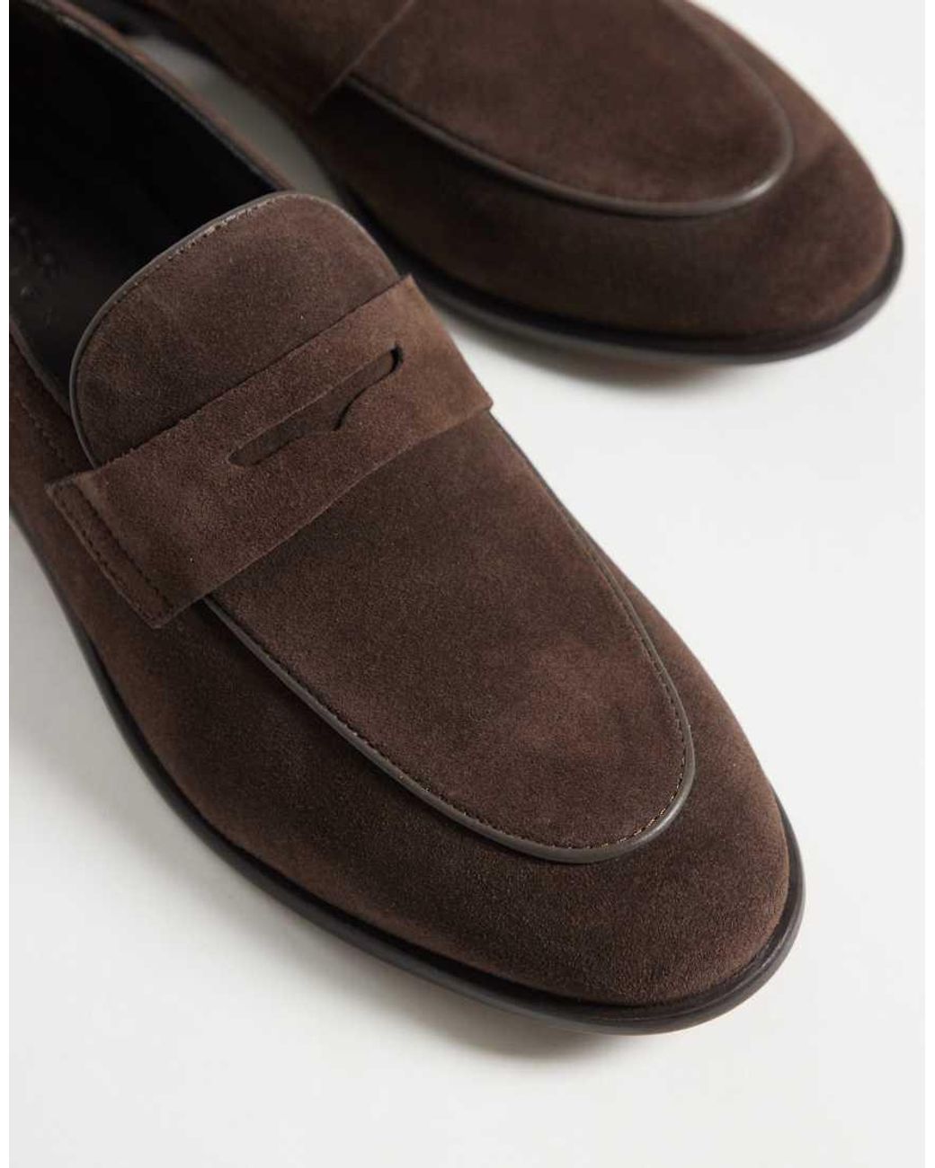 ASOS Brown Slim Penny Loafers for men