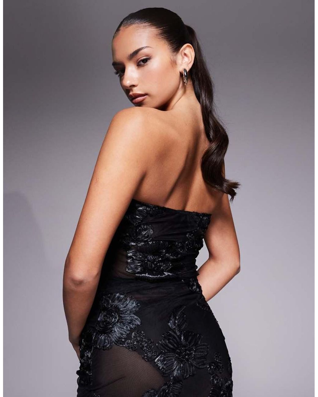 Murci Black Exclusive Mesh Bandeau Lace Up Top Co-Ord