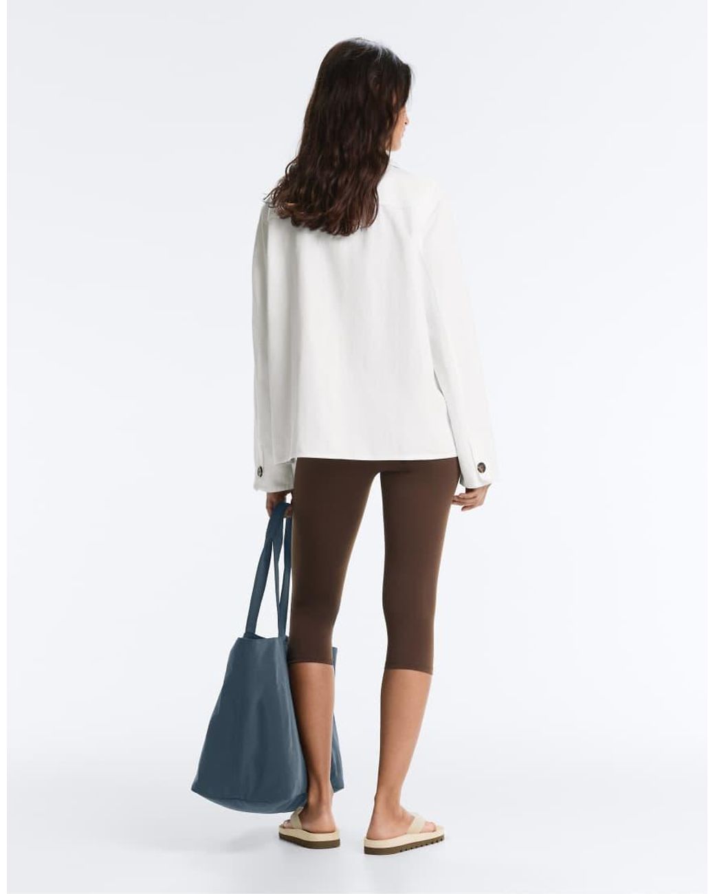 Oysho White Cotton Blend Pocket Jacket