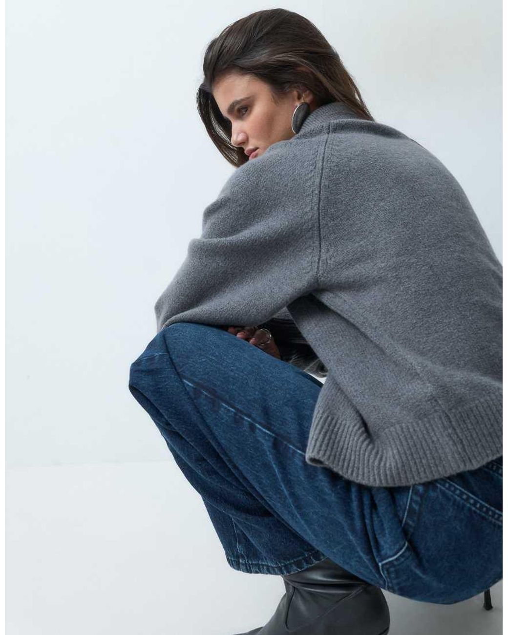 ASOS Gray Knitted Fitted Shirt