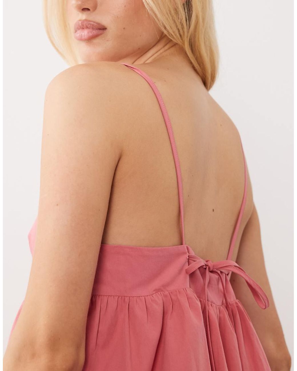 Vestido Midi De Modal Con Tirantes Finos Y Bajo Globo En-Rosa Ghospell de color Pink