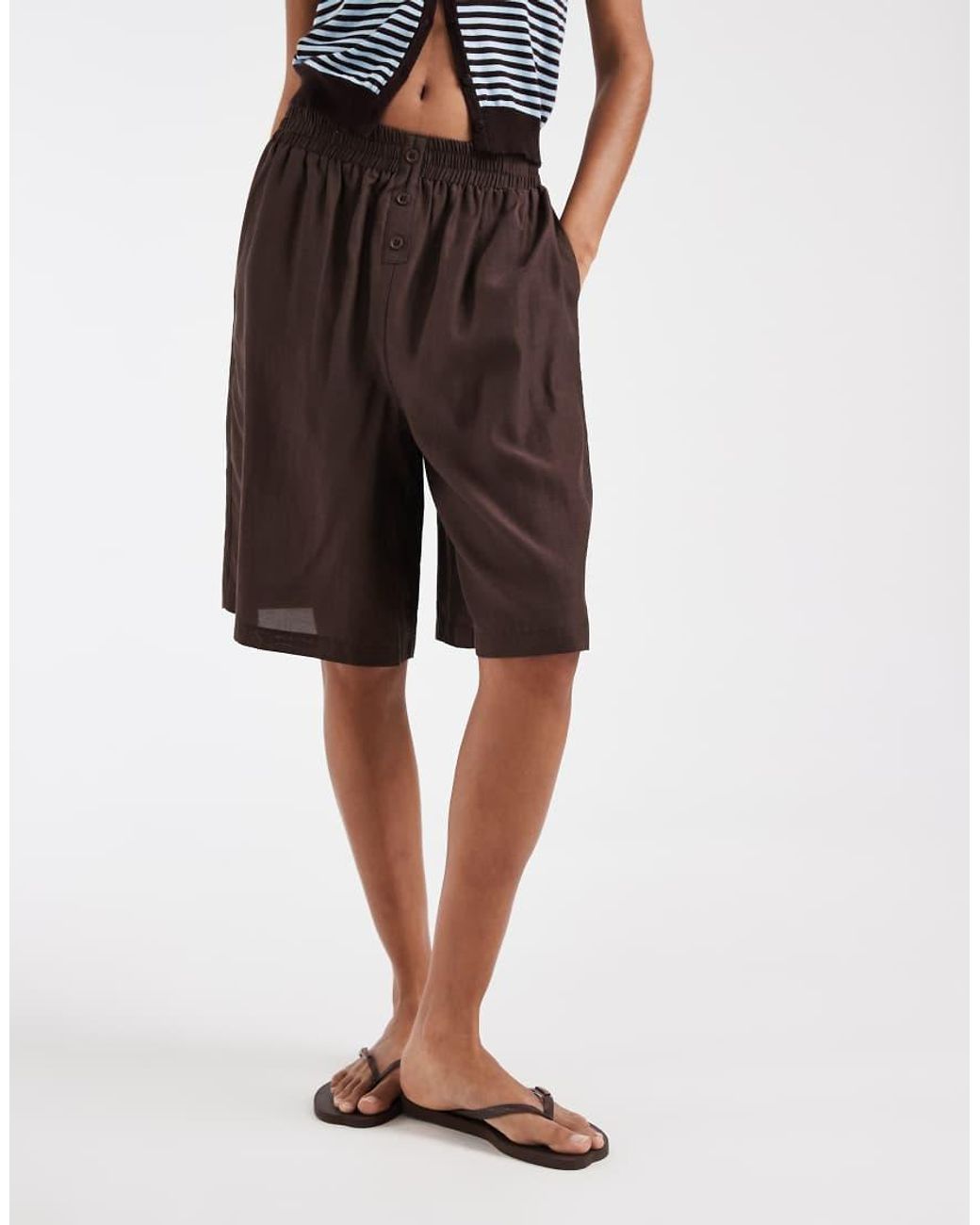 ASOS Brown Sheer Boxer Waistband Bermuda Short