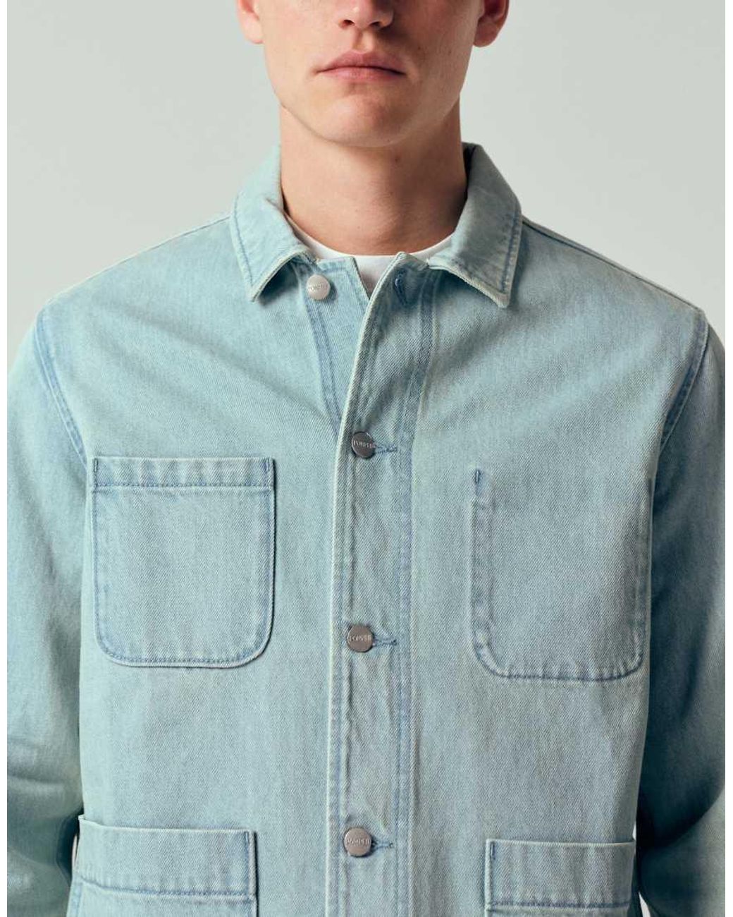 Pompeii UK Blue Pompeii Denim Button Up Chore Jacket for men