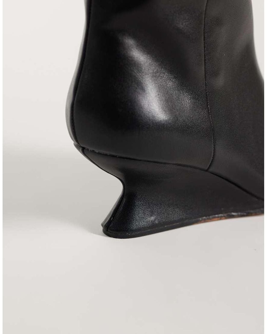 ASOS Black Cinder Wedge Pull On Knee Boots
