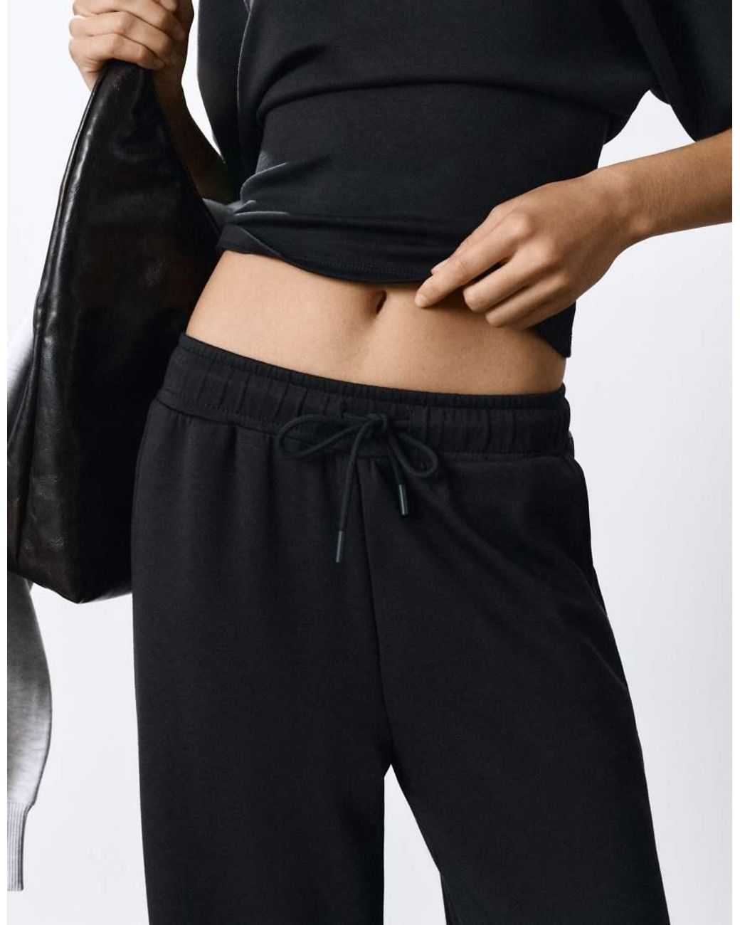 Pull&Bear Gray Modal Wide-Leg Trousers