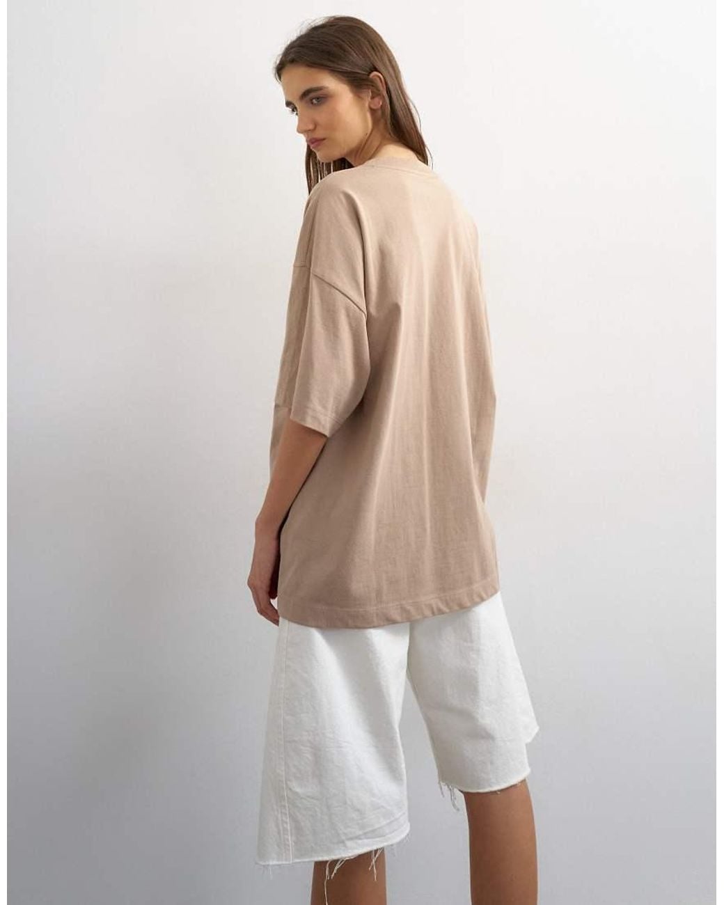 TOPSHOP Brown Oversized Drop Shoulder Tee