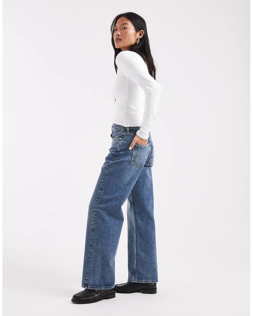 ASOS Blue Asos Design Petite Comfort Stretch Straight Leg Jean