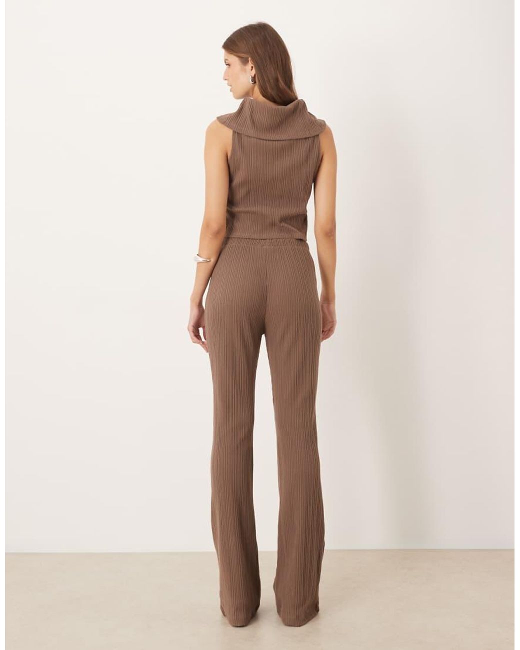 ASOS Natural Brushed Mixed Rib Trouser Co-ord