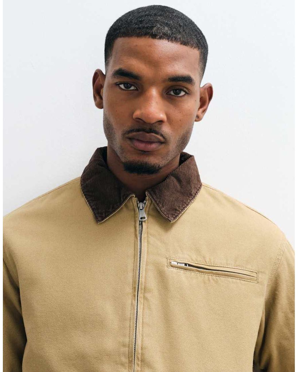 Jack & Jones Metallic Double Zip Worker Jacket With Cord Collar for men
