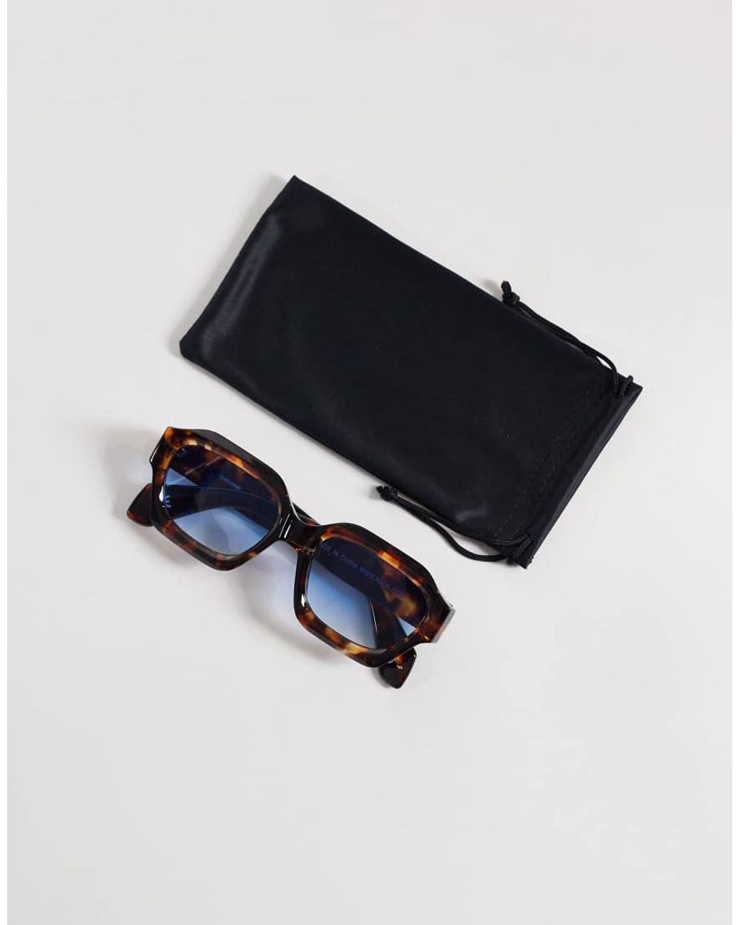 ASOS Chunky Square Sunglasses With Blue Lens-brown