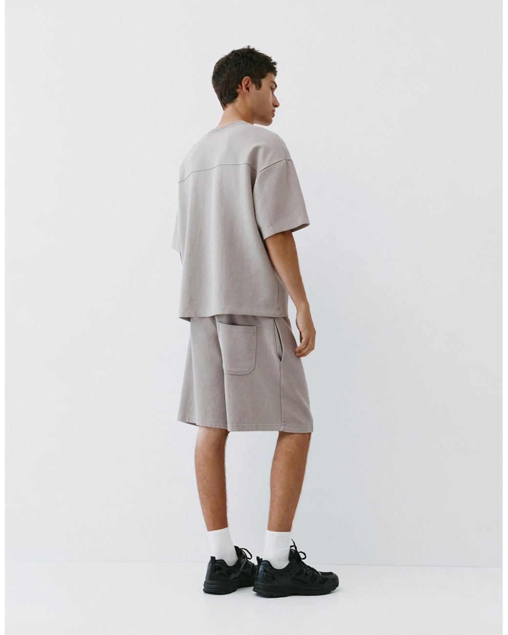 Bermuda molletonné en maille interlock - chiné Pull&Bear pour homme en coloris White