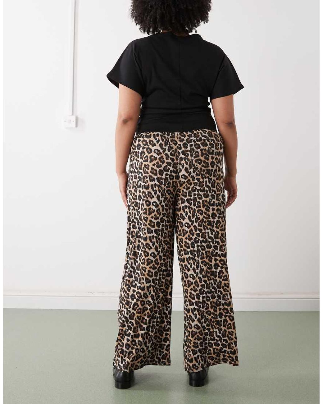 Noisy May Black Wide Leg Ribbed Trouser