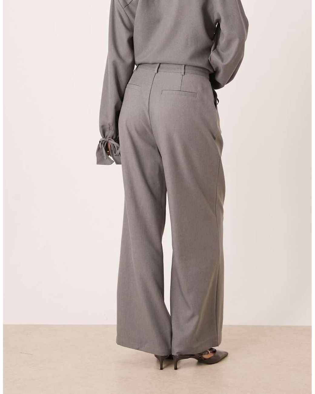 SNDY'S Gray Pleat Front Tailored Trousers Co-ord