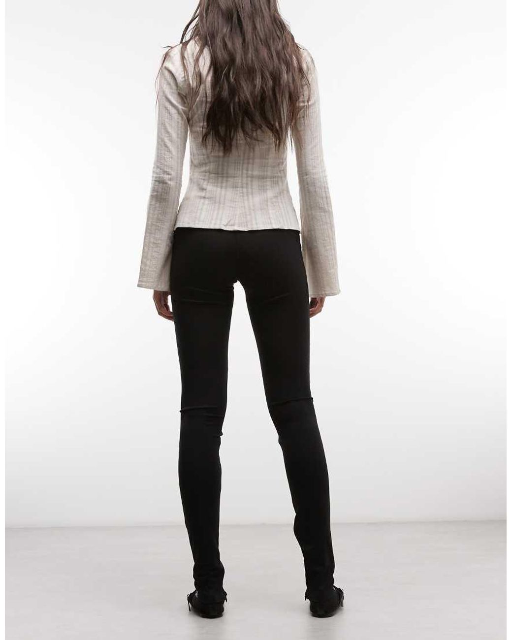 Monki Black Pull On Tailored Pants With Cotton Waistband Detail