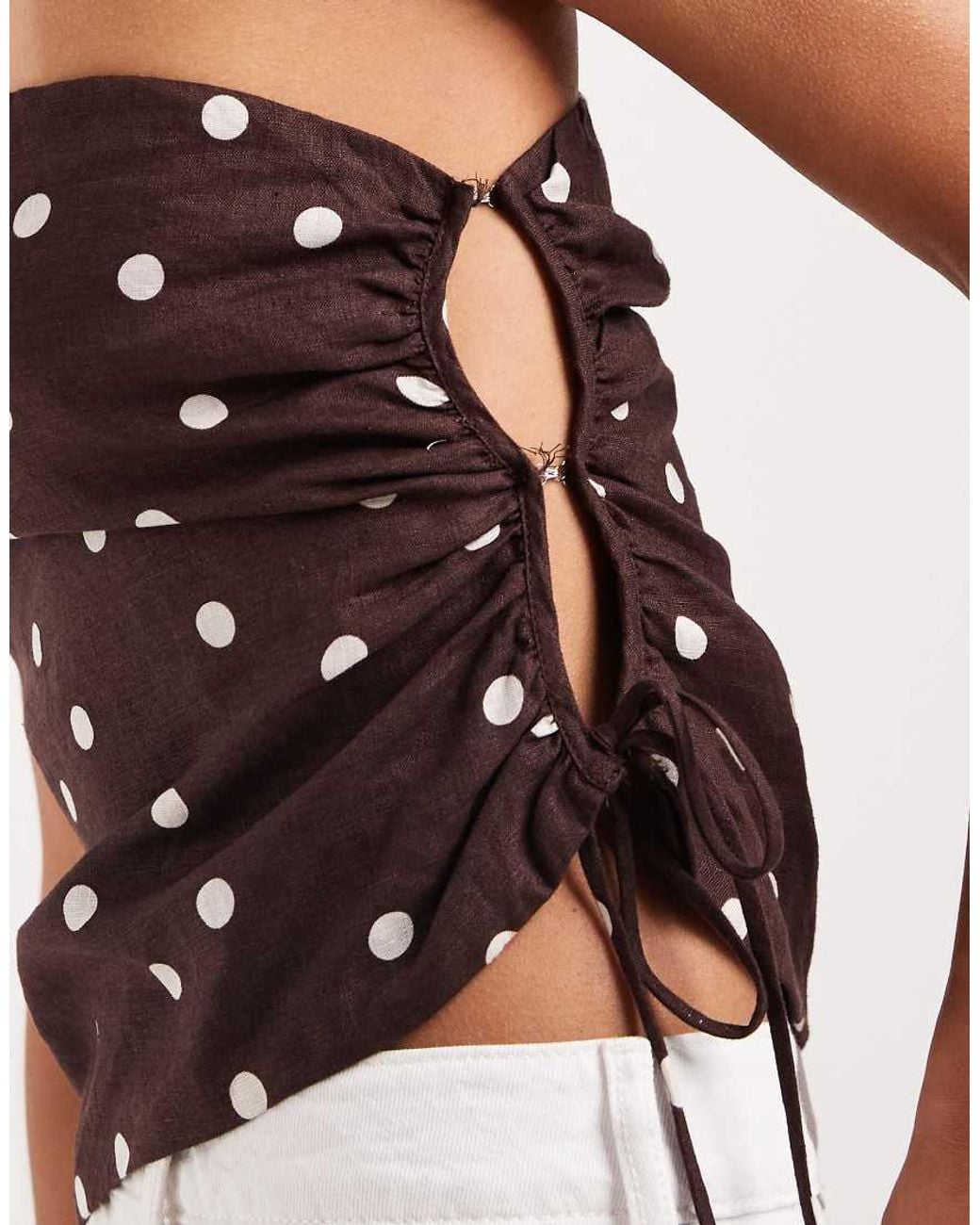 Cotton On White Linen Asymmetric Shoulder Top