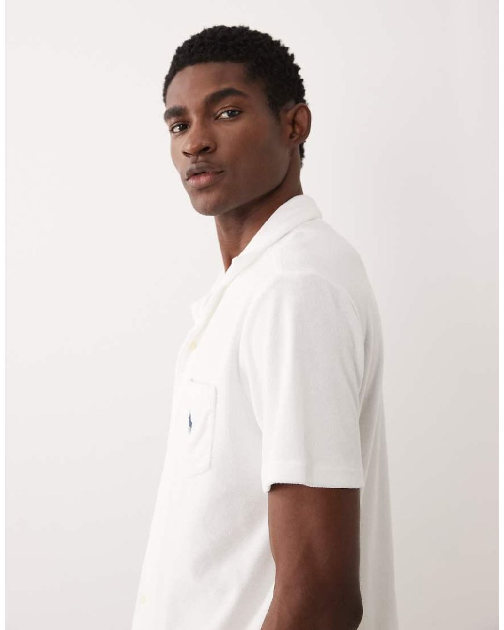 Polo Ralph Lauren Natural Icon Logo Co-Ord Terry Cloth Short Sleeve Shirt for men