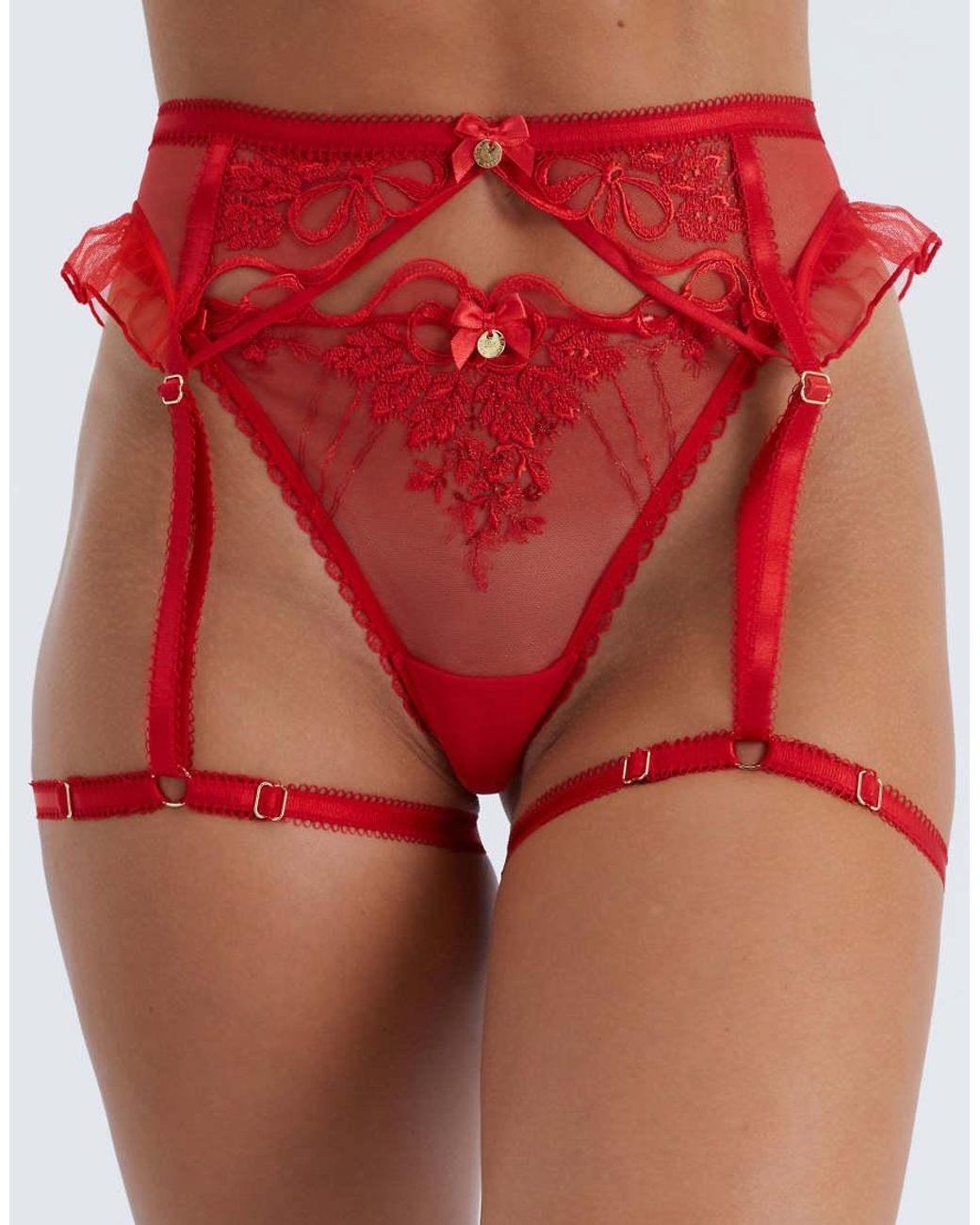 Boux Avenue Claudette Embroidered Leg Harness Sheer Floral Sexy Lingerie
