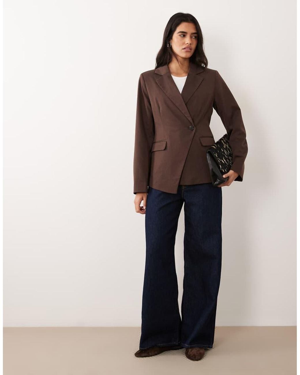 Vila Brown Asymetric Tailored Blazer Set