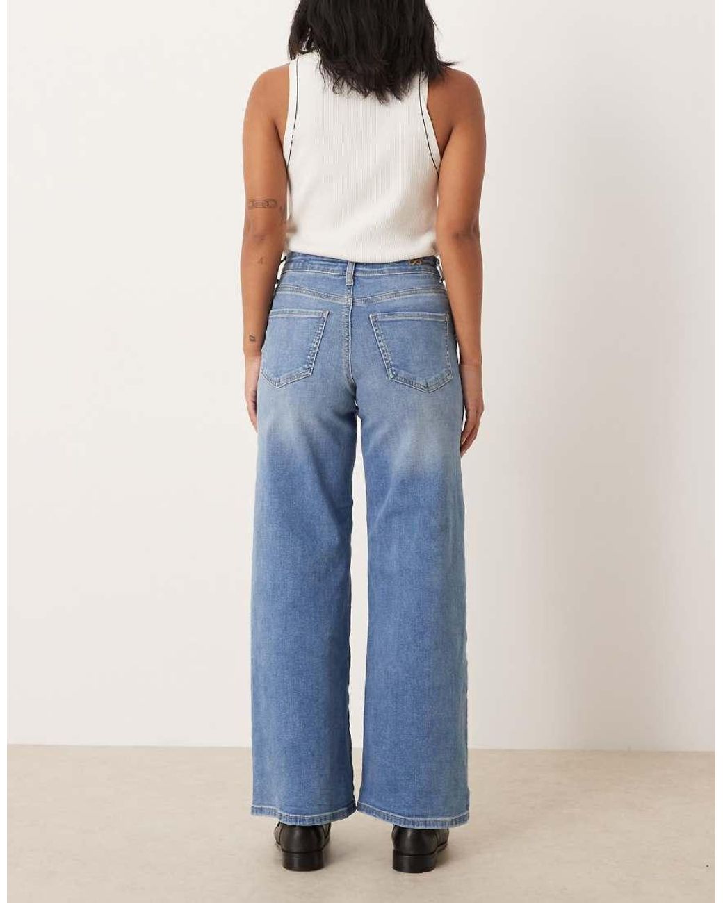 JDY Petite Blue Felina High Waist Wide Leg Jean