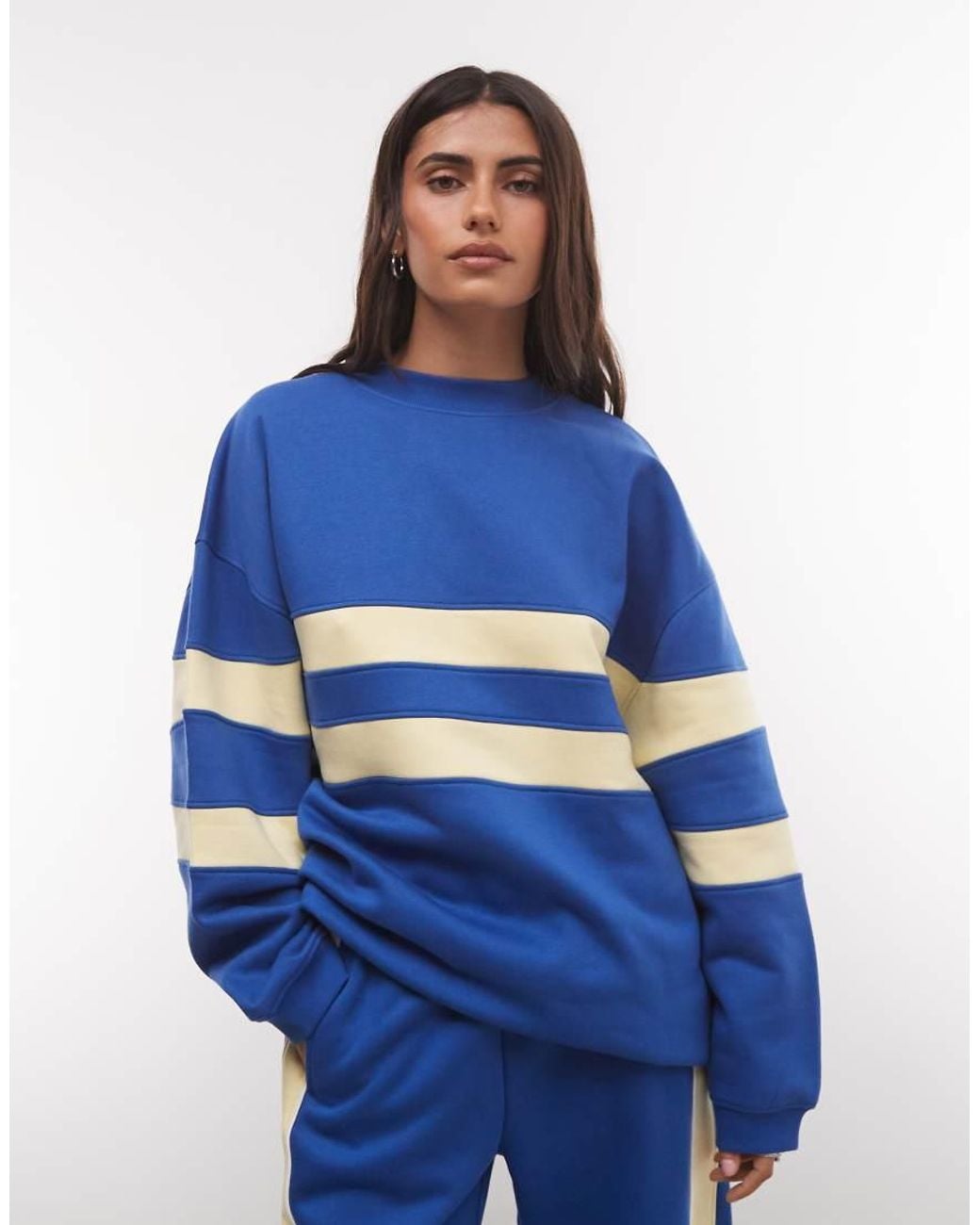 ASOS Blue Sweatshirt With Contrast Panel Details
