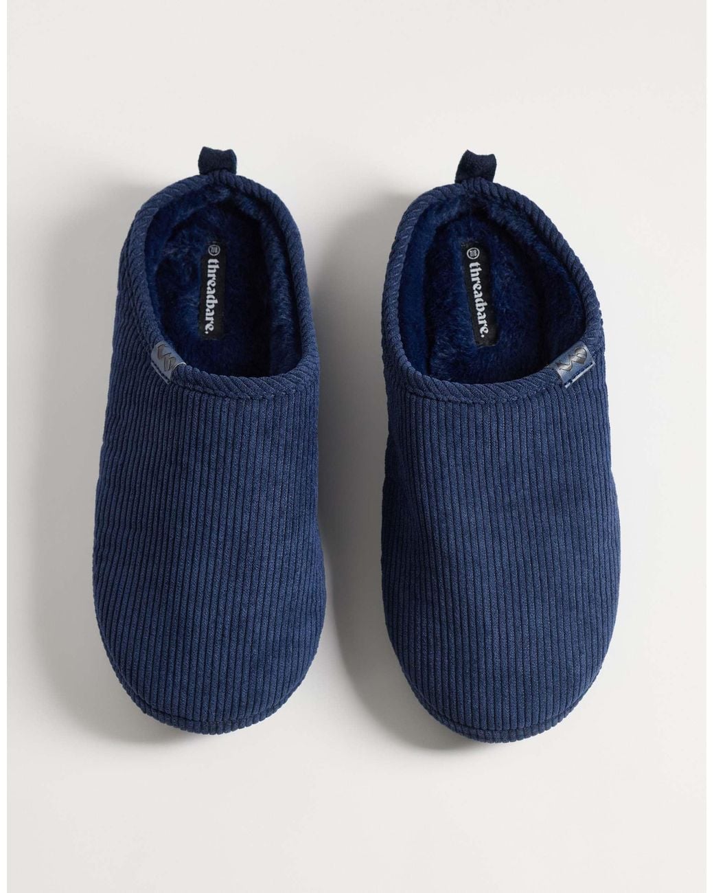 Threadbare Blue Cord Slippers for men