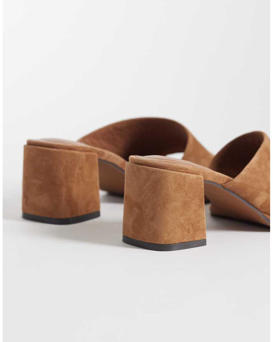 ASOS Brown Hammer Premium Asymmetric Mid Heel Mules