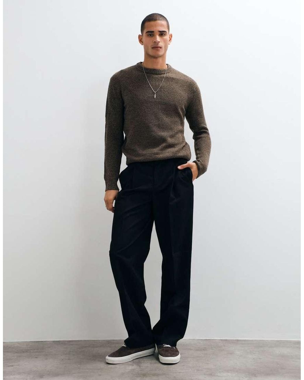 Only & Sons Gray Crew Neck Sweater for men