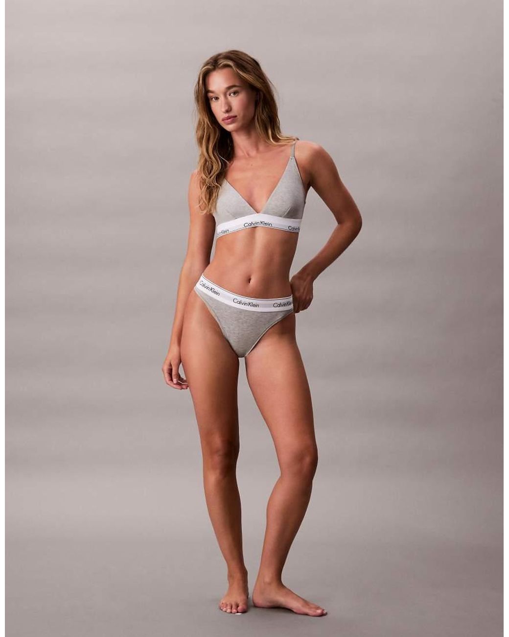 Calvin Klein Brown Underlined Icon Cotton Modal Triangle Bralette