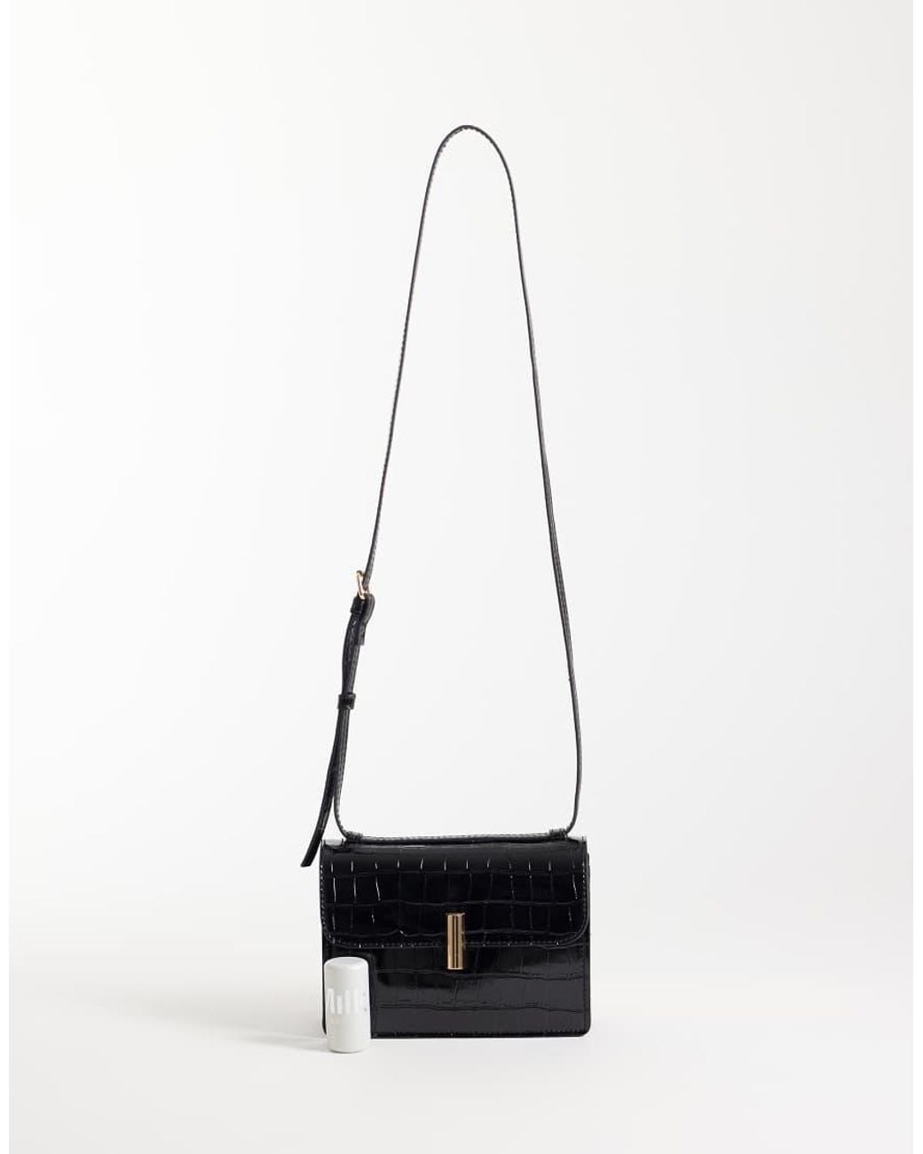 ASOS Black Shiny Croc Crossbody Bag