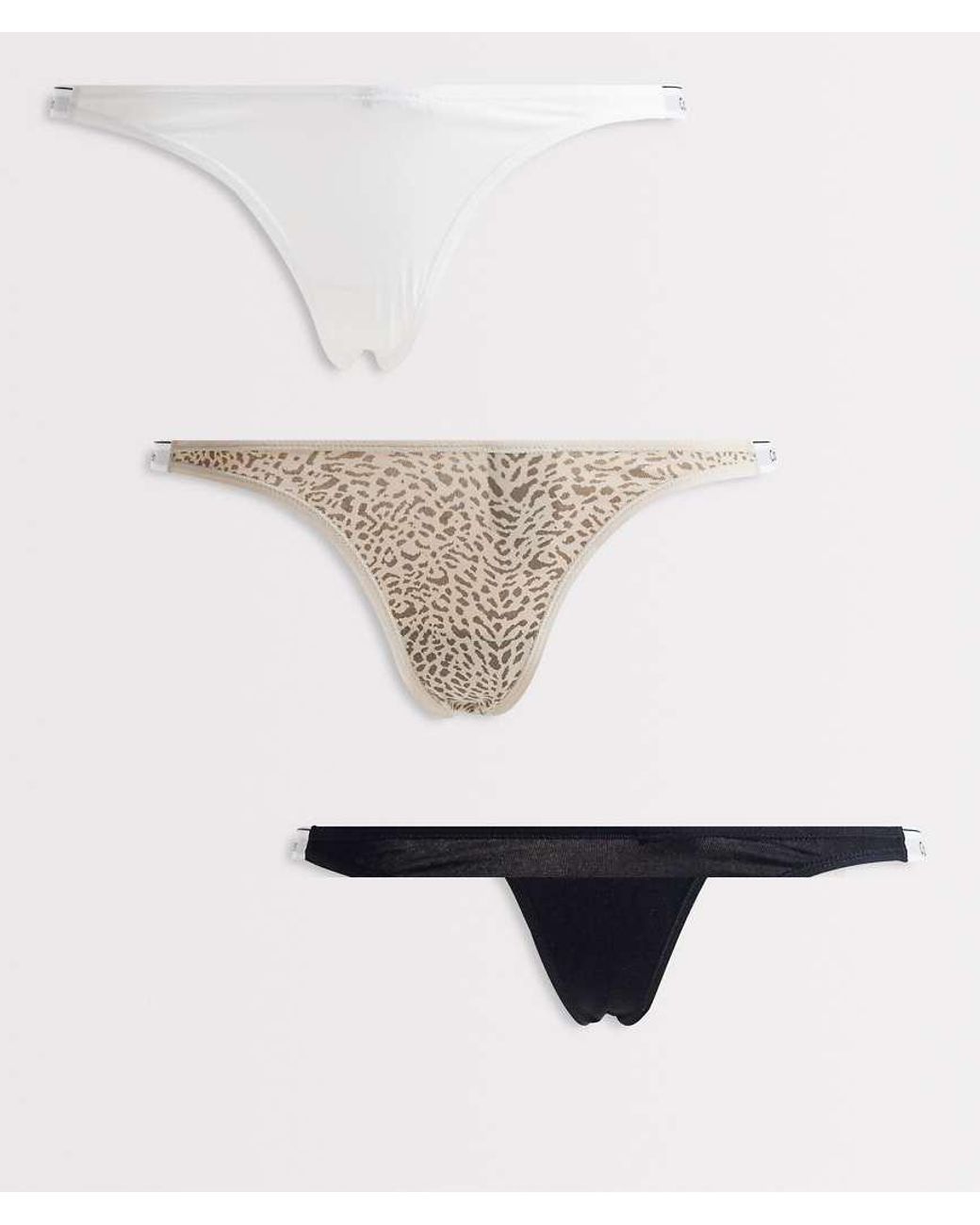 Calvin Klein White Icon Logo 3 Pack Dipped Thongs