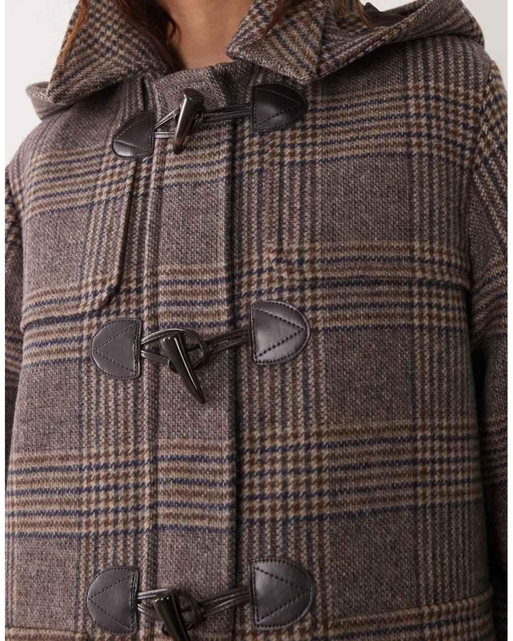 Barbour Blue Melody Wool Tartan Check Long Duffle Coat