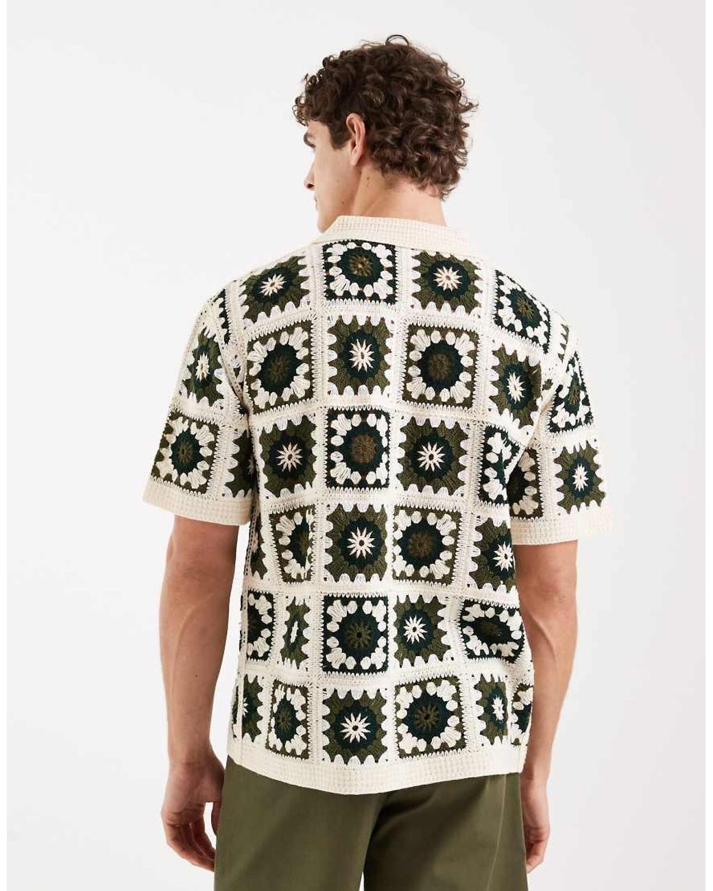 Redefined Rebel Multicolor Fabian Boxy Fit Short Sleeve Crochet Shirt for men