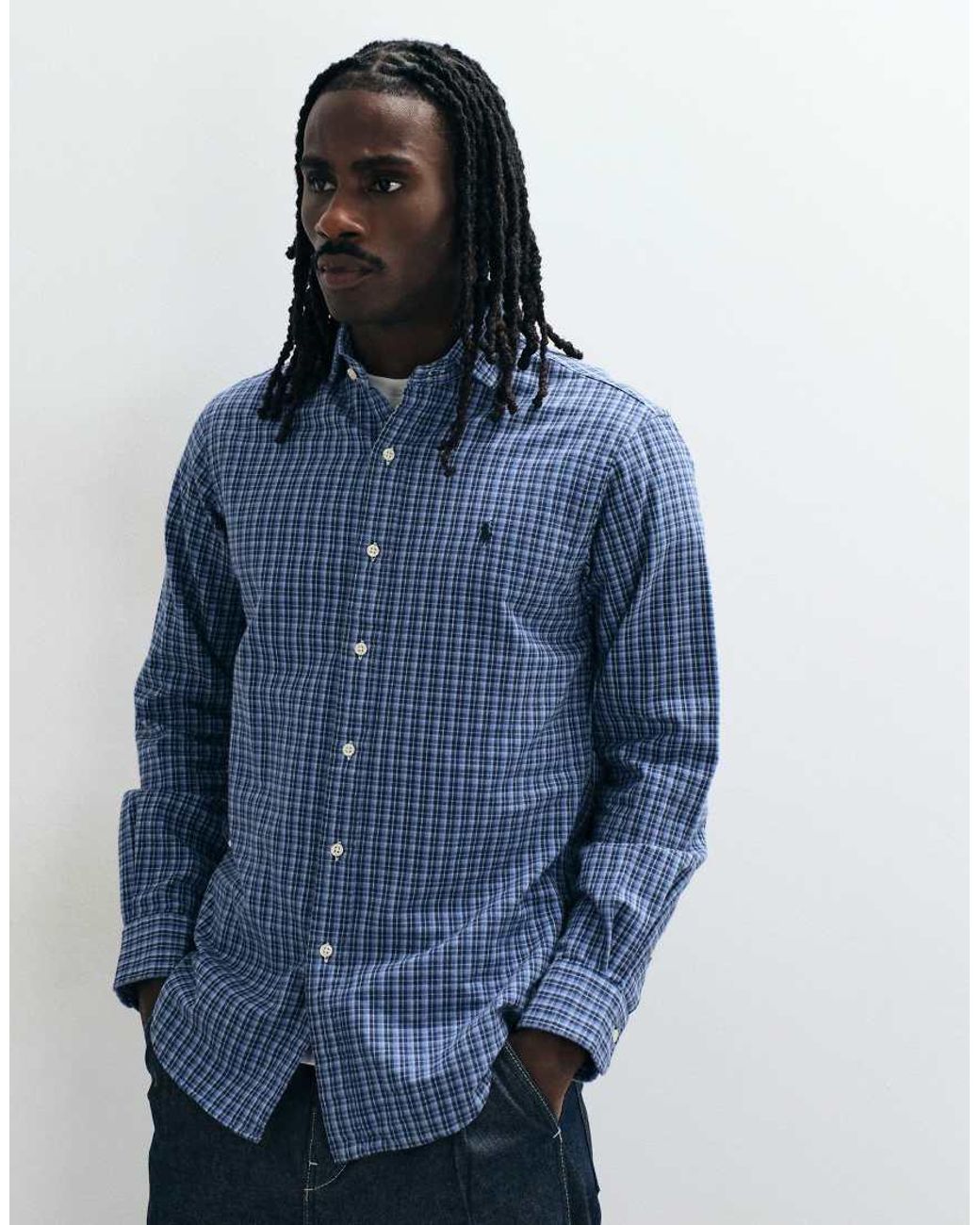Polo Ralph Lauren Blue Sport Icon Logo Gingham Shirt for men
