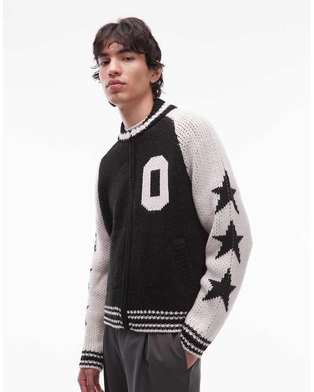 Obey Gray Cowichan Knitted Jacket With Back Print Logo for men