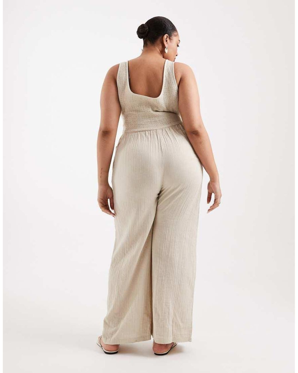 Brave Soul Natural Brave Soul Curve Scoop Neck Jumpsuit