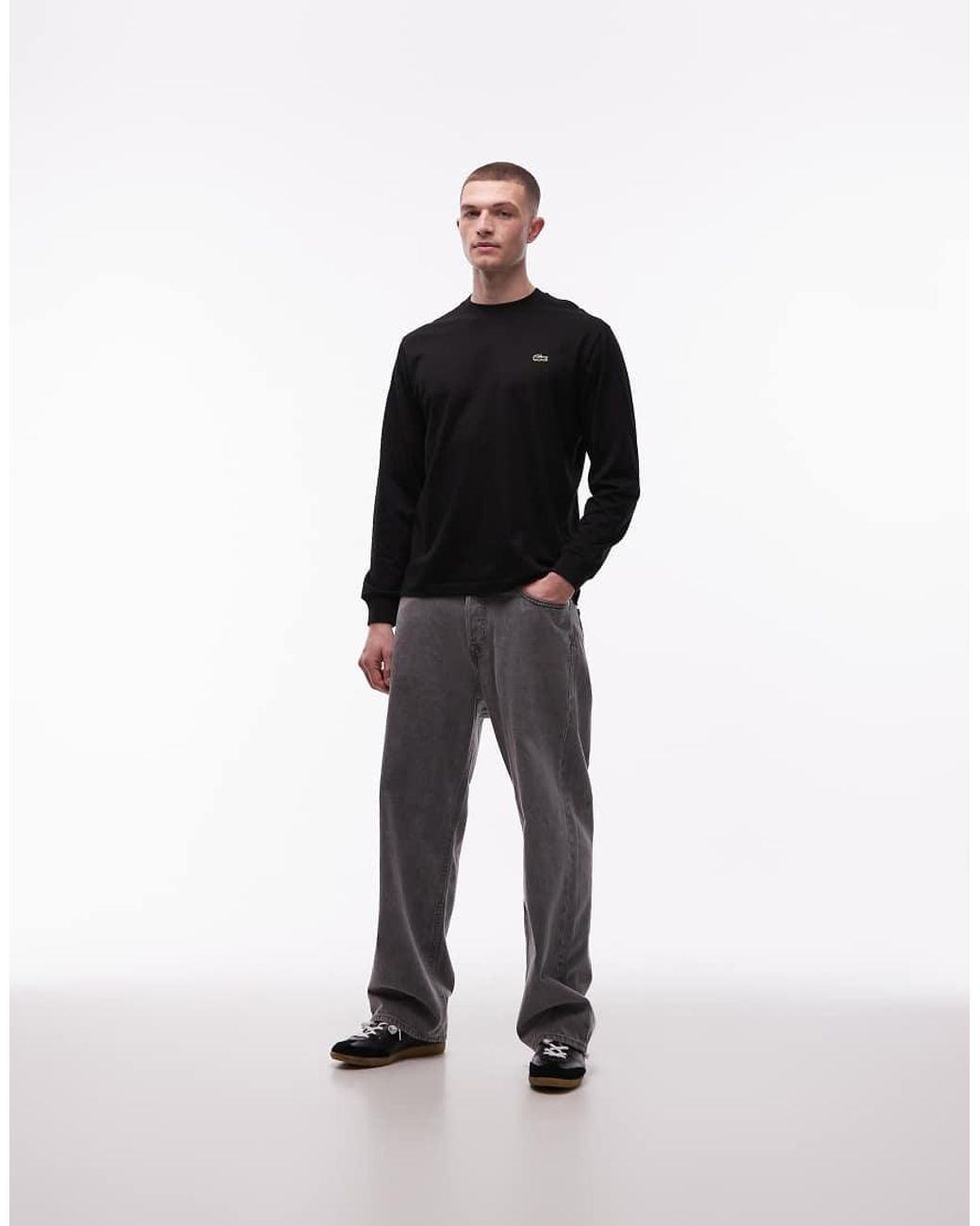Lacoste Black Long Sleeve Logo T-shirt for men