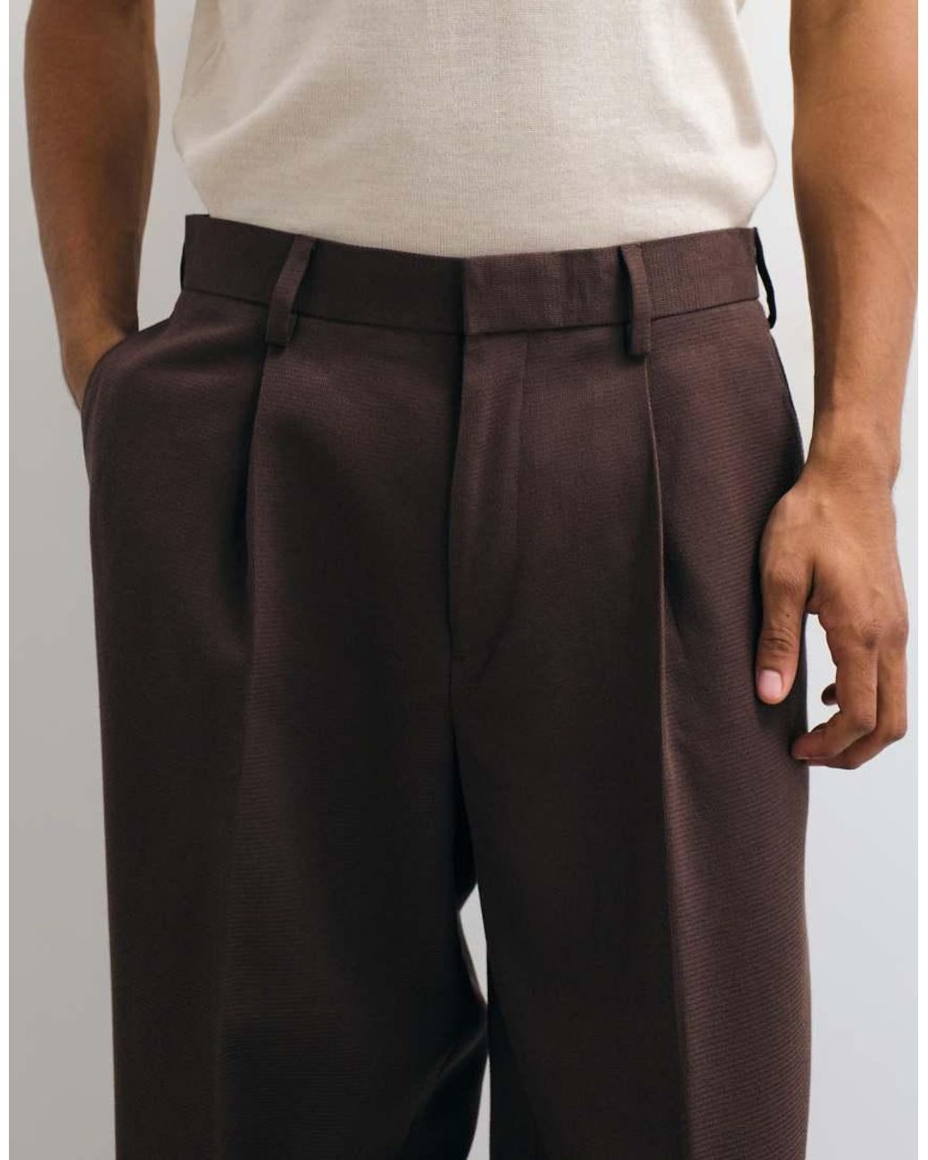 ASOS Black Tailored Pleated Oversized Tapered Trousers for men