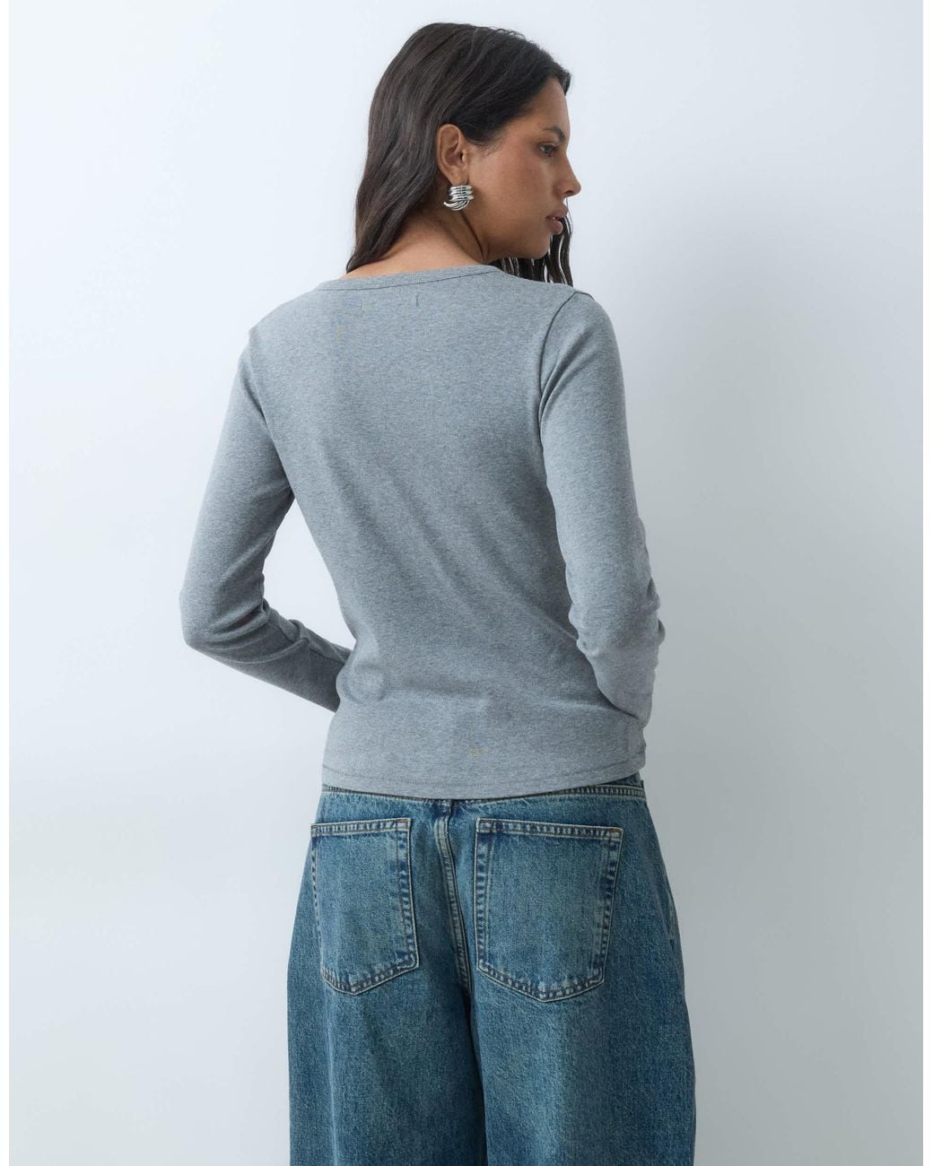Abercrombie & Fitch Icon Logo Ribbed Long Sleeve Henley Top in Gray | Lyst