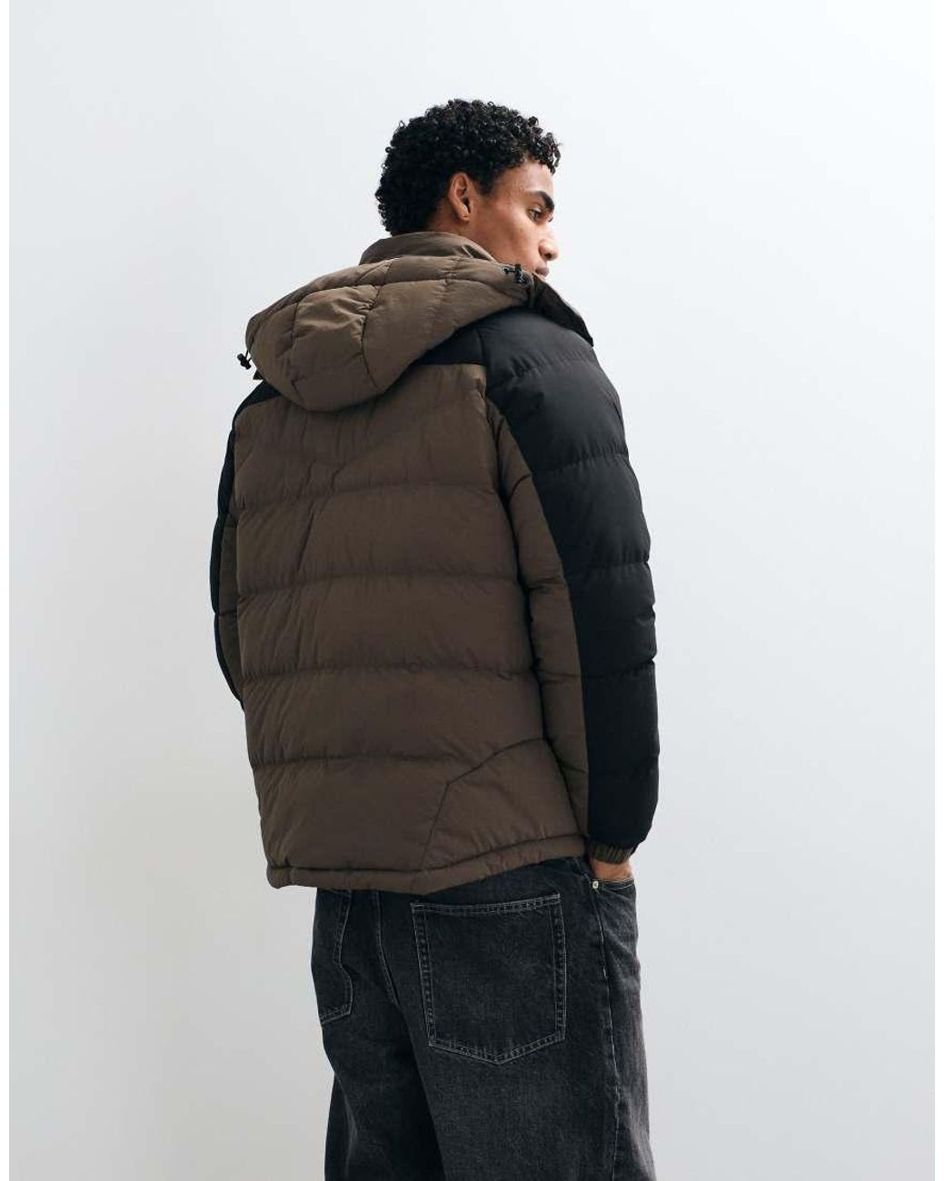 Brave Soul Blue Puffer Coat With Detachable Hood for men