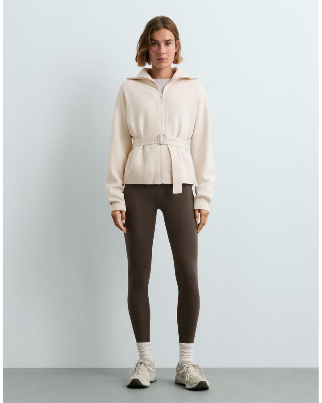 Oysho Natural High-neck Belted Jacket