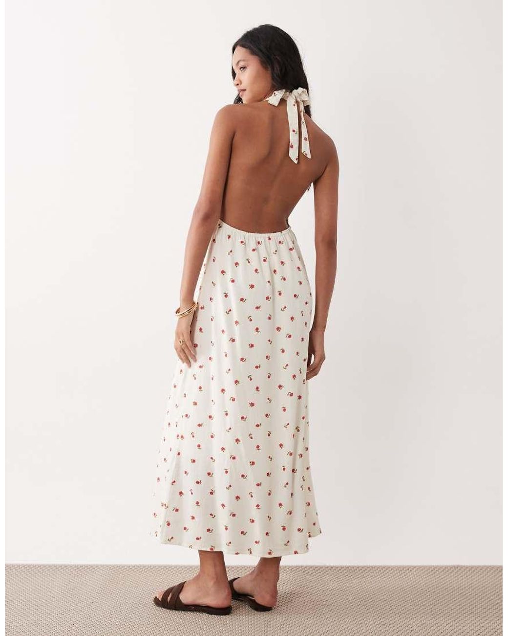 Rhythm Natural Ditsy Floral Halter Neck Maxi Dress