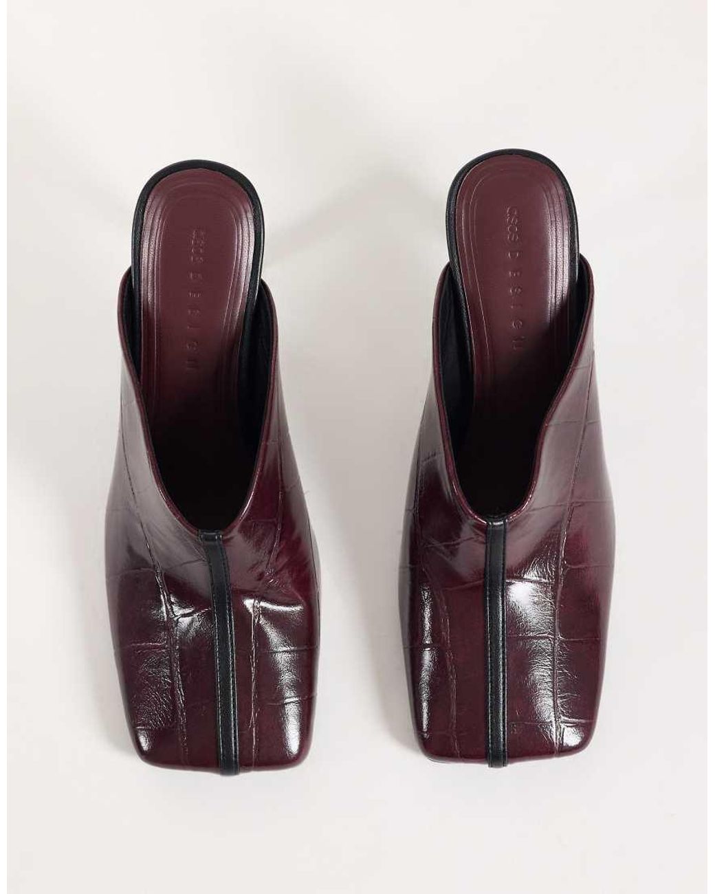 ASOS Brown Perla Square Toe High Heeled Mules
