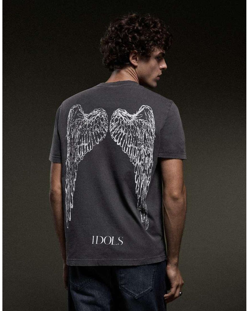 Bershka Black Short Sleeve Yungblud Print T-Shirt for men