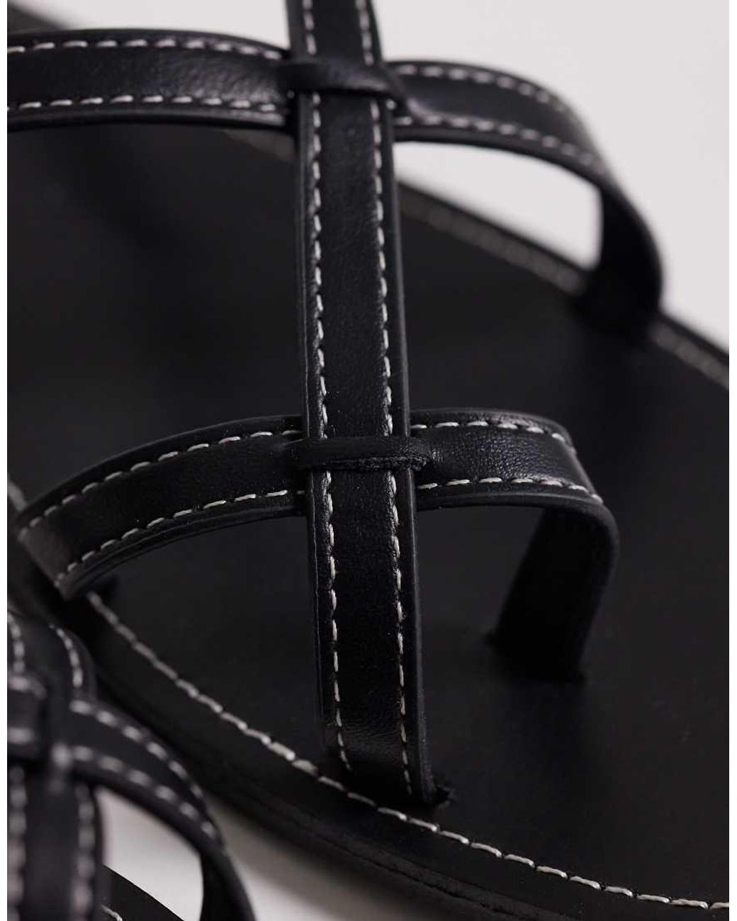 SEQWL Black Strappy Flat Sandals