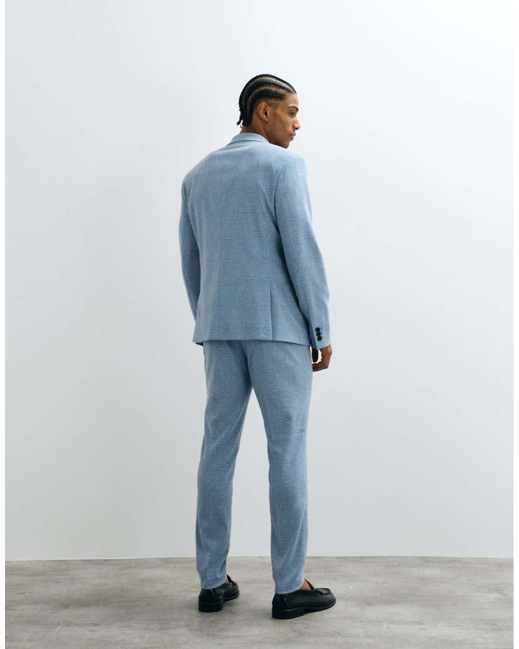 ASOS Blue Linen Blend Skinny Suit Trousers for men