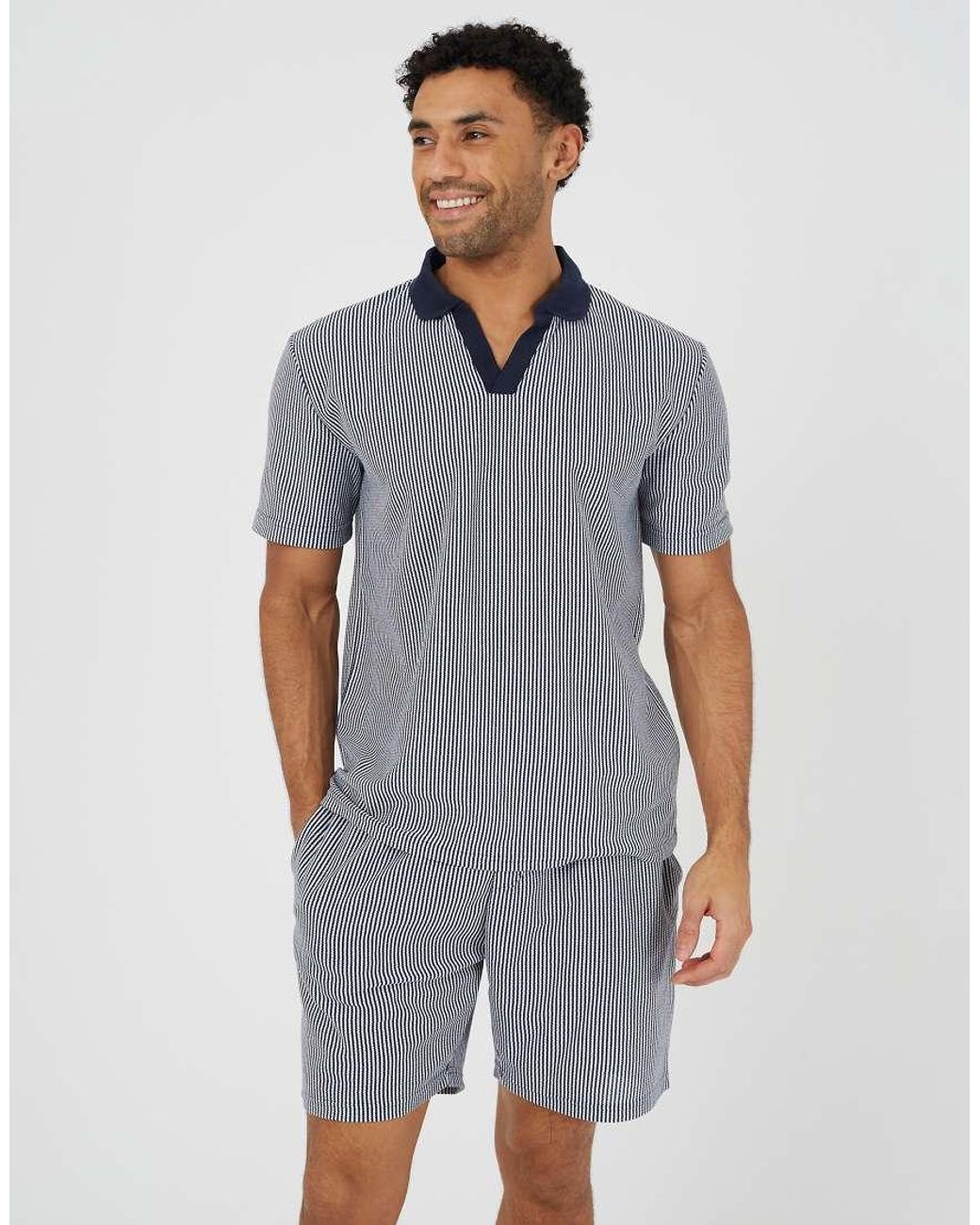 Brave Soul Blue Striped Elasticated Waist Shorts for men