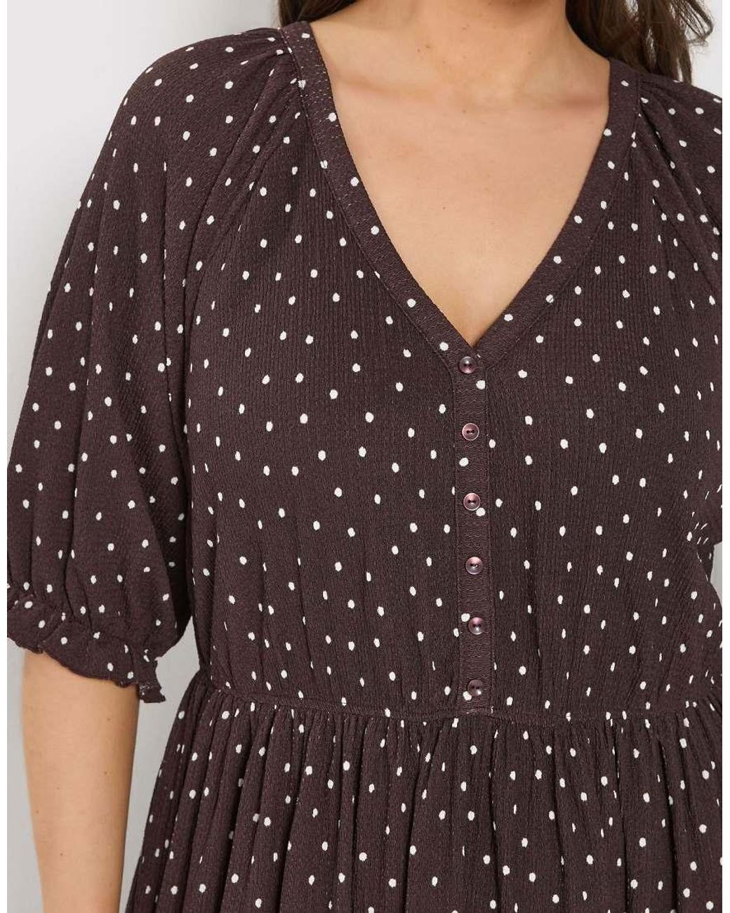 Yours Clothing Brown Polka Dot Midi Dress