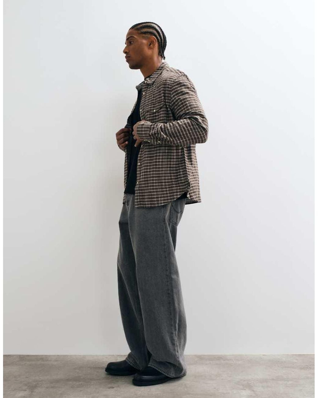 AllSaints Multicolor Court Long Sleeve Micro Checked Pocket Shirt for men